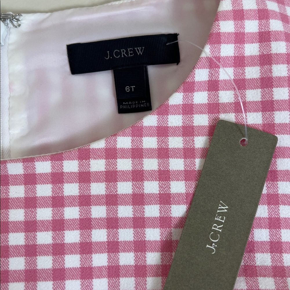 NWT J Crew Gingham Check Pink Sheath Dress Size 6T - Picture 8 of 10